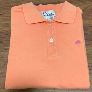 Lily Pulitzer Short Sleeve Pima Cotton Polo Shirt in Tangerine. Size XS.